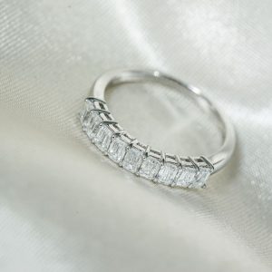 Emerald-Cut Bar-Set Diamond Band