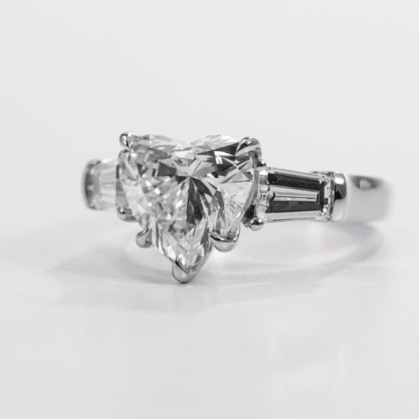 Heart Brilliant & Tapered Baguette Three-Stone Diamond Ring (3)