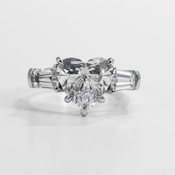 Heart Brilliant & Tapered Baguette Three-Stone Diamond Ring (4)