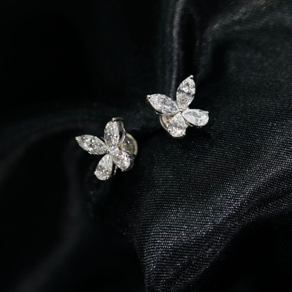 Marquise & Pear “ Fleur ” Cluster Stud Earrings (2)