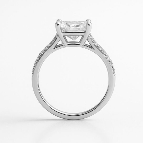 Princess-Cut Pavé-Band Diamond Solitaire Ring (2)