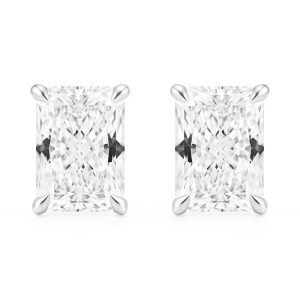 Radiant-Cut Four-Claw Diamond Stud Earrings