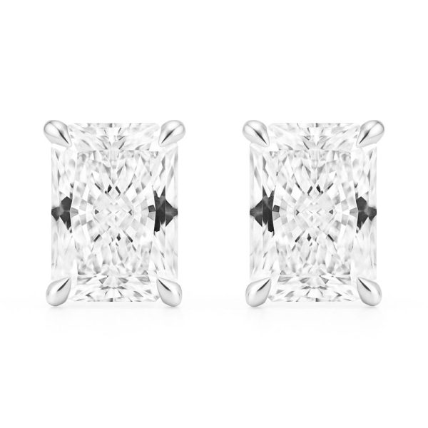 Radiant - Cut Four - Claw Diamond Stud Earrings