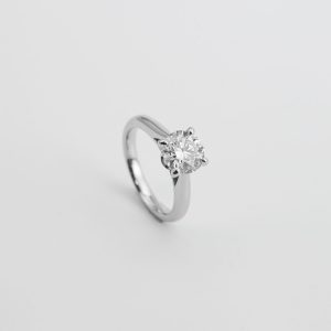 Round Brilliant Cathedral Solitaire Ring