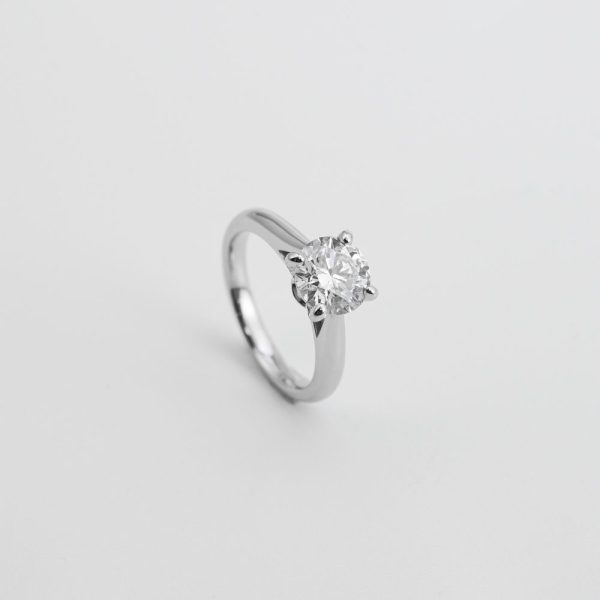 Round Brilliant Cathedral Solitaire Ring