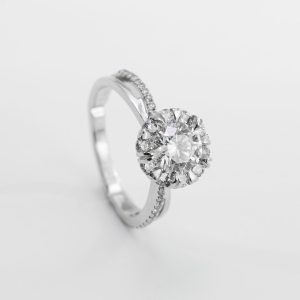 Round Brilliant Floral-Halo Diamond Ring