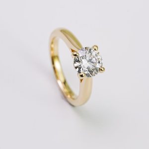 Round Brilliant Hidden-Halo Diamond Solitaire Ring