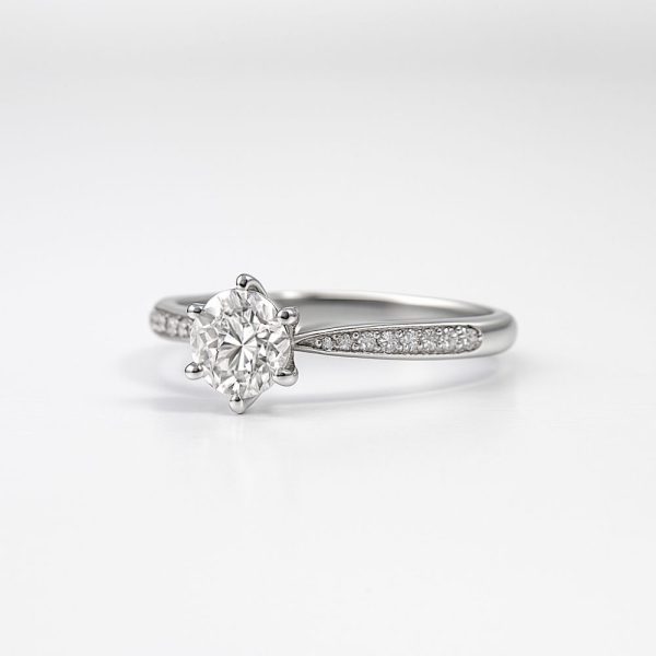 Round Brilliant Pavé-Shoulder Diamond Solitaire Ring (3)