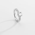 Round Brilliant Pinched Pavé-Shoulder Diamond Solitaire Ring