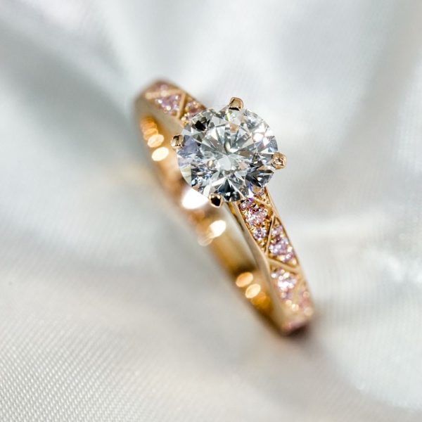 Round Brilliant Pink-Accent Diamond Solitaire Ring (2)