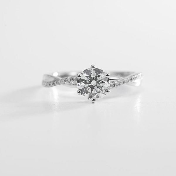 Round Brilliant Twisted Pavé Diamond Solitaire Ring (2.2)