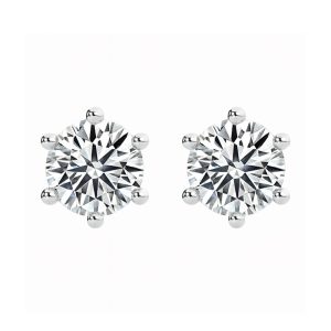Classic Six-Prong Diamond Stud Earrings in 18K Gold/Platinum
